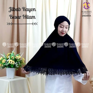 Jilbab Ihram Wanita Rayon Besar Hitam Polos Perlengkapan Haji dan Umroh
