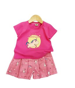 5-20kg Sét áo thun coton và quần vải ống rộng siêu cưng bé gái 171