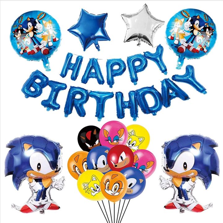 New Cartoon Sonic Party Supplies Boys Children Birthday Party Aluminium ...