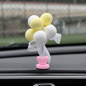 Car Nodding Balloon Ornaments Car Dashboard Decor Spring Shaking Head Toys Bobblehead Pink Car Accessory Desktop Ornaments