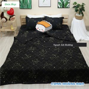 (SALE HOT) Chăn hè siêu nhẹ chăn trần bông 3 lớp poly cotton thấm hút mạnh mẫu Cung Hoàng Đạo (Sao Đêm) sang trọng nhã nhặn - Loại bông sạch đẹp