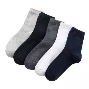 (5 Pairs)Men Cotton Socks Business Male Long Socks High Quality Anti-odour Breathable Black Socks Basic Socks