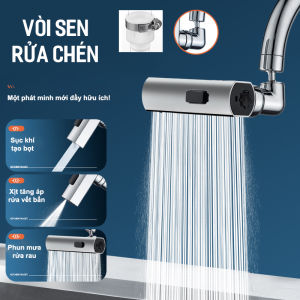Vòi Sen Rửa Chén Tăng Áp xoay 360 độ - 3 chế độ Phun Mưa Tạo Bọt chống văng nước