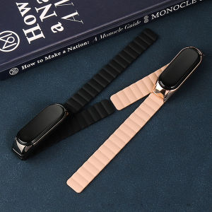 SinHGeY Silicone Strap for Xiaomi Mi Band 7 Strap Mi Band 6/5/4/3 Strap Magnetic Silicone Metal Case TPU Replacement Wristband