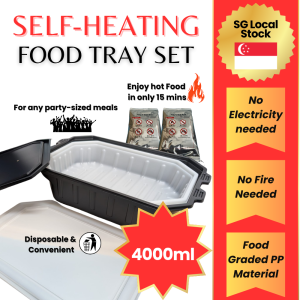 🔥SG SELLER🔥4000Ml Large Disposable Self Heating Food Tray with Water Activated Heat Packs!! Party Catering Restaurants