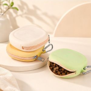 OUTOPEN Smooth Zipper Dog Training Snack Bag Soft  Flexible Waterproof Silicone Dog Food Bag Pet Supplies Shockproof Dog Treat Pouch Outdoor Walking