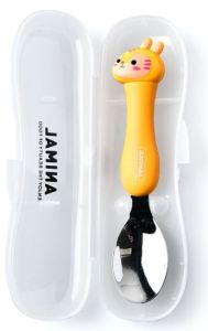 พร้อมส่งจากไทย ช้อนส้อมเด็ก ชุดช้อนส้อมเด็ก ช้อนเด็ก ชุดช้อนส้อมพกพา ช้อนเด็กอนุบาล สแตนเลส ด้ามจับรูปสัตว์ พร้อมกล่องพกพา