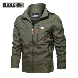 Jeep Spirit 1941 estd Spring and Autumn Leisure Sports Jackets Mens Mountaineering Waterproof Outdoor Jackets Middle Youth Thin Hooded Jackets