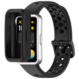 Soft Silicone Case Strap for Huawei Band 10 9 8 NFC Sport Rubber Band Bracelet with Screen Protector Cover Frame for Smartwatch Huawei Band 10/9/8