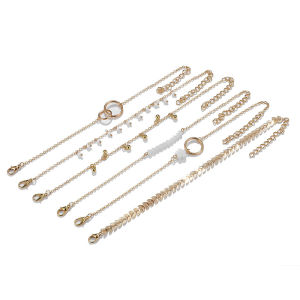 [fenggongshuode] 6Pcs set Boho Bracelet Set Women Tassels Leaves Circular Chains Bangle Jewelry