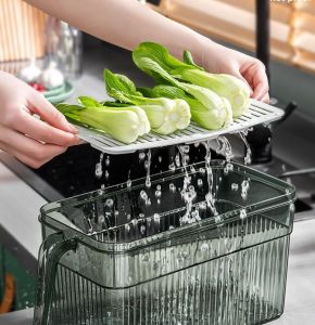 JJT Bảo quản thực phẩm nắp đậy thực phẩm đóng mở trượt Chống vi trùng chống côn trùng bảo quản thực phẩm giảm lượng thực phẩm tủ lạnh hộp lưu trữ cấp thực phẩm Crisper hộp đông lạnh tay cầm hộp đặc biệt hộp rau Trang trí nhà bếp trong suốt