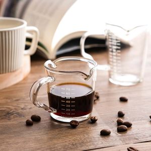 NCNC(okdeals01) Small Heat-resistant With Scale Glass Milk For Espresso Coffee Coffeware Measuring Cup Jigger Ounce Cup