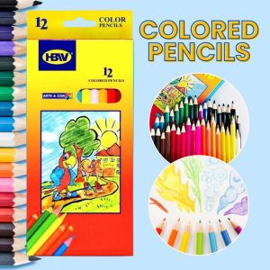 Colored Pencils 12 Colors Vibrant Drawing Coloring Set Smooth Core Wooden Pencils for School Art Sketching Kids Students Durable Easy Grip