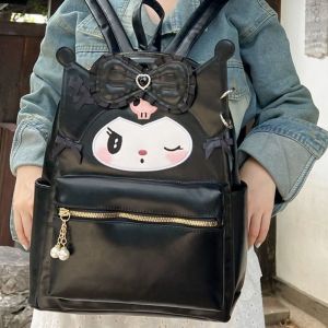 LKMART จุได้มาก กระเป๋าเป้สะพายหลัง kuromi สไตล์ญี่ปุ่นแบบ กระเป๋าถือแบบถือ กระเป๋าสะพาย mymelody ลำลองแบบสบายๆ น่ารักน่ารักๆ กระเป๋าเป้สะพายหลังหนัง PU ลายการ์ตูน สาวๆ