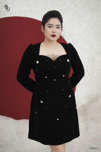 Đầm nhung cup ngực phối lưới đính đá BIGSIZE (55kg đến 95kg) - 23SD61 - [BUstu Bigsize]