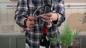 KAYCROWN Compact Wine Opener Stainless Steel Vertical Lever Corkscrew with Built-in Foil Cutter