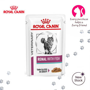 Royal Canin Veterinary Diet Renal with Fish Adult Cat Wet Food 85g Pouch | Premium Kidney Care Cat Food in Gravy for Chronic Kidney Disease CKD Management | Low Phosphorus High Quality Protein Fish Flavor Feline Appetite Stimulation [New Stock]
