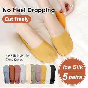 vivigo [No Heel Dropping]3pairs Ice Silk Invisible Breathable Crew Socks Sweat socks for Women