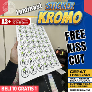 Stiker Chromo A3+ LAMINASI Glossy Kemasan Custom Cutting Sticker Murah Label Cetak Makanan Minuman