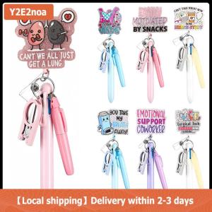 【Local shipping】 5in1 Nurse Pen Set Retractable ID Badge Clip Reels Holder Name Holder Keychain Ballpoint Pen Folding Scissors For Nursing Doctor