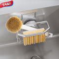 TAILI Sponge Holder with Strong Suction Cup, Dish Sponge Caddy Inside Sink Removable, Rustproof Aluminum for Sponges, Brushes, Stoppers and Scrapers - Black. 