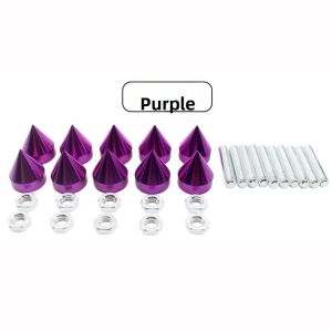XIAHU 10pcs/Set Phong cách Cuspate Bu lông biển số xe Nhiều màu sắc Nhôm Sắt Độ xe máy ô tô hình nón Chất lượng cao Vít khung