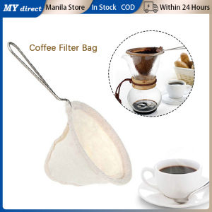 Stainless Steel Handle Coffee Flannel Cloth Strainer Reusable Coffee Filter Bag Mesh Filter Bag For Kitchen Mesh Straining Tools Coffee Dripper Mesh Strainer Filter Spoon