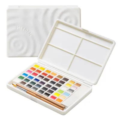 MEEDEN Watercolor Paint Set 48/96 Colors in Portable Box Paint Kit with Brush Palette Art Supplies Customizable Color Blocks Bright Watercolors Travel Set for Adult Teens Beginner Amateur Artists