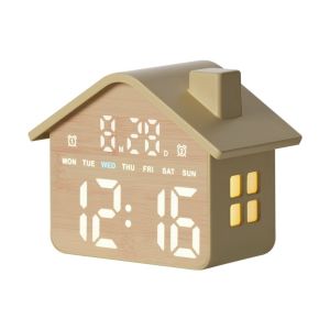 OKDEALS01 Date Display LED Digital Alarm Clock Voice Control Week Display Night Light Clock Electronic Clock 12/24H Format Electronic Table Clock Bedside Decoration