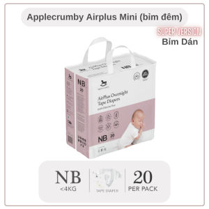 Bỉm cho bé Applecrumby AirPlus Overnight Mini NB/S/M/L/XL/XXL tã bỉm siêu thấm hút - Monnie Kids
