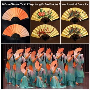MAELIN 26.5cm Chinese Tai Chi Yoga Kung Fu Fan Plastic Bone Multistyles Special Silk Fan Chinoiserie Gift Dance Performance Hand Hand Fan Wedding Party Decor