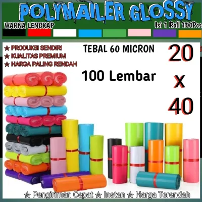 Polymailer Glossy 20x40 Isi 100 Pcs (Semua Warna) - Plastik Packing Paket Online Shop