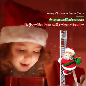 Electric Climbing Ladder Santa Claus  Electric Rotating Doll  Musical Santa Toy for Holiday Decoration and Gift