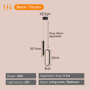ENG-Lighting Tricolor Modern Design Chandelier Bedside Pendant Light Nordic Bedroom Droplights Ceiling Light Hanging Lamp