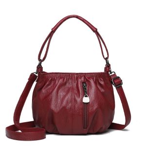 GOODOO หนังพียู กระเป๋าทรงถัง สีทึบทึบ ซิปมีซิป กระเป๋า Crossbody เรโทร กระเป๋าถือสำหรับผู้หญิง สำหรับผู้หญิง