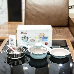 Bộ Nồi Chảo Kèm Xưởng Hấp INOX 304 Nấu Đồ Ăn Dặm Cho Bé Chính Hãng SEKA - Bồ Nồi Chảo 3 Món Chống Dính Phủ Ceramic Kèm Xưởng Hấp Inox - VinhBuiStore