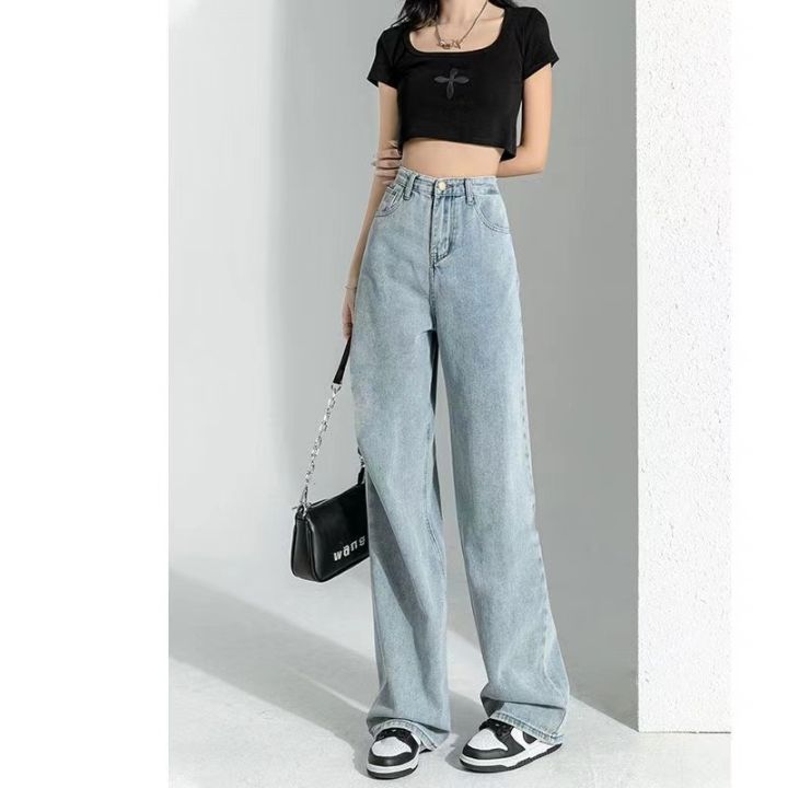 JS# Boyfriend Jeans Loose High waist Straight Wide leg pants