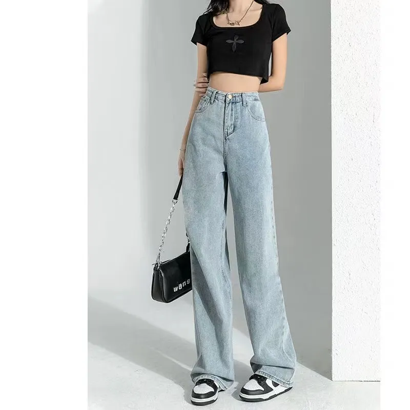 ALVIN# Womens Fashion Casual Attire Wide Leg and High Waist Mom