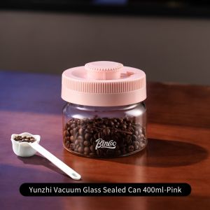 BINCOO Coffee Bean Stroage Jar Press Vacuum Seal Canister Glass Organizer Recordable Date 400/600/800/1200ML