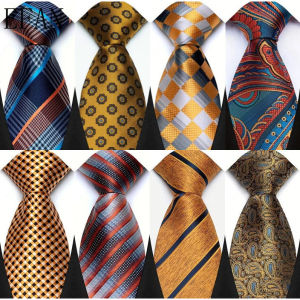 8CM Mens Tie Neckties for Man Classic Jacquard Woven Plaid Striped Floral Orange Brown Neck Ties Neckwear Formal Dress Gravata Corbatas Wedding Party Business
