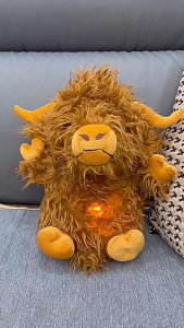 Stuffed Toy LED Cow Plush Doll Sofa Office Decors Breathing Stuffed Animals Toy Kids Gift Soothing Comfort Toy