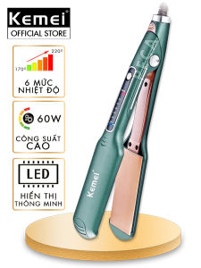 Máy duỗi tóc Kemei KM-740 điều chỉnh 6 mức nhiệt độ bảng nhiệt lớn sử dụng được cho mọi loại tóc - Hàng chính hãng