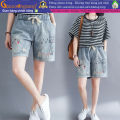 Quần jean lửng nữ họa tiết quần lửng nữ lưng thun thêu GLQ147. 