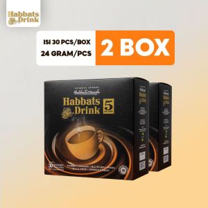 Habbats Drink Minuman Habbatussauda Suplemen Kesehatan Daya Tahan Tubuh Kemasan 30Sachet Paket 2 Box