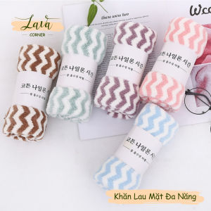 Khăn Lau Mặt Lông Cừu Hàn Quốc 29x49cm Khăn Siêu Mềm Mịn Thấm Hút Tốt Kẻ Sọc