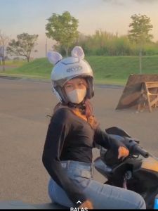 Kuping Helm LED Keren - Kuping Kucing Untuk Semua Jenis Helm (Universal) - Bahan Bulu Korea | New Original | New Releas