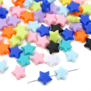 50/100Pcs 10mm Solid Color Acrylic Star Beads Colorful Pentagram Charm Beads for Earring Bracelet DIY Jewelry Craft Making