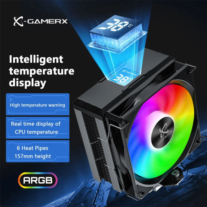 Power train x-gamerx Z-6000 argb CPU cooler with digital temperature ...