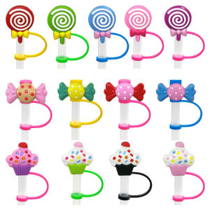 Colorplus 8mm 1PCS PVC Candy Straw Topper Desserts Series Straw Cover Reusable Sealed Dust Cap Drinking Water Splash Proof Stopper Decoration