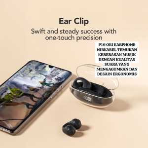 P16 ORI EARPHONE NIRKABEL TWS DUAL STEREO BONE KONDUKSI TULANG MUSIK KUALITAS SUARA HF TWS BONE KOND